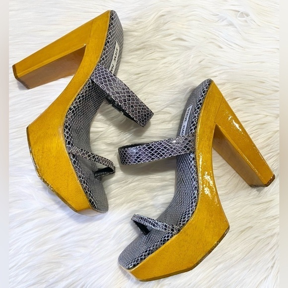 Steve Madden Shoes - Steve Madden Vintage 90s‎ Y2K Trinxie Wood Platform Strappy Heels Blue 8